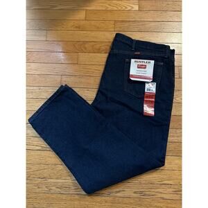 Rustler Wrangler Mens Jeans 44x30 Regular Fit Straight Leg Dark Wash Work Denim